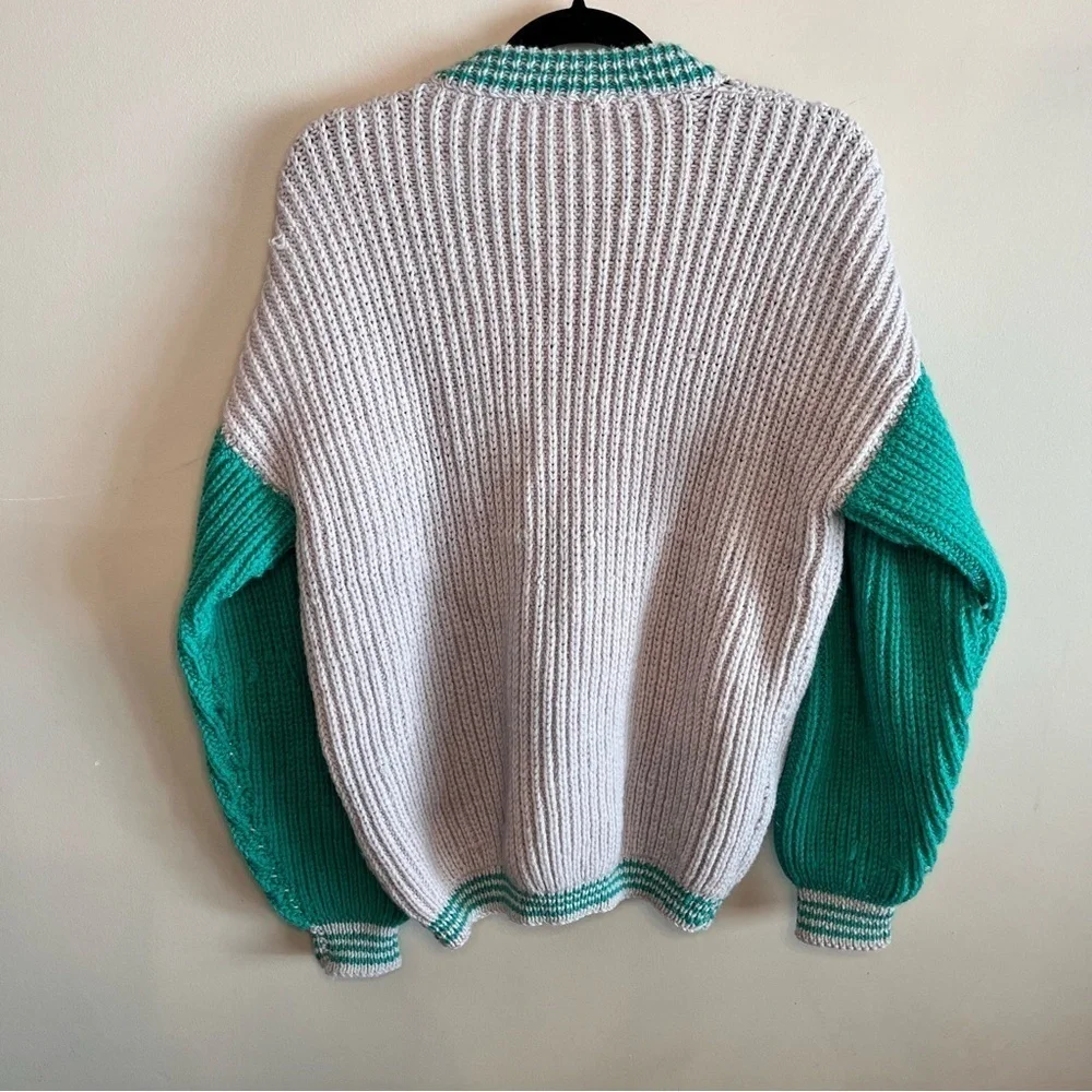 Handknit Chunky Oversized Varsity Sweater Women’s M/L - Picture 2 of 6